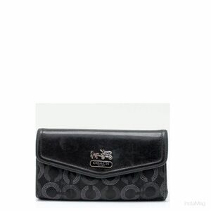 NEW Coach Madison Op Art Dotted Wallet Clutch Signature TriFold Leather Canvas